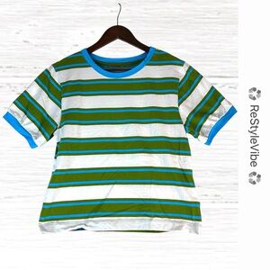 PILCRO ANTHROPOLOGIE Women’s Size S Tee T-Shirt Top Cropped Striped Short Sleeve